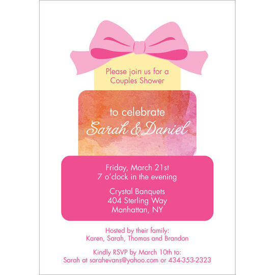 Pink Cake Shower Invitations